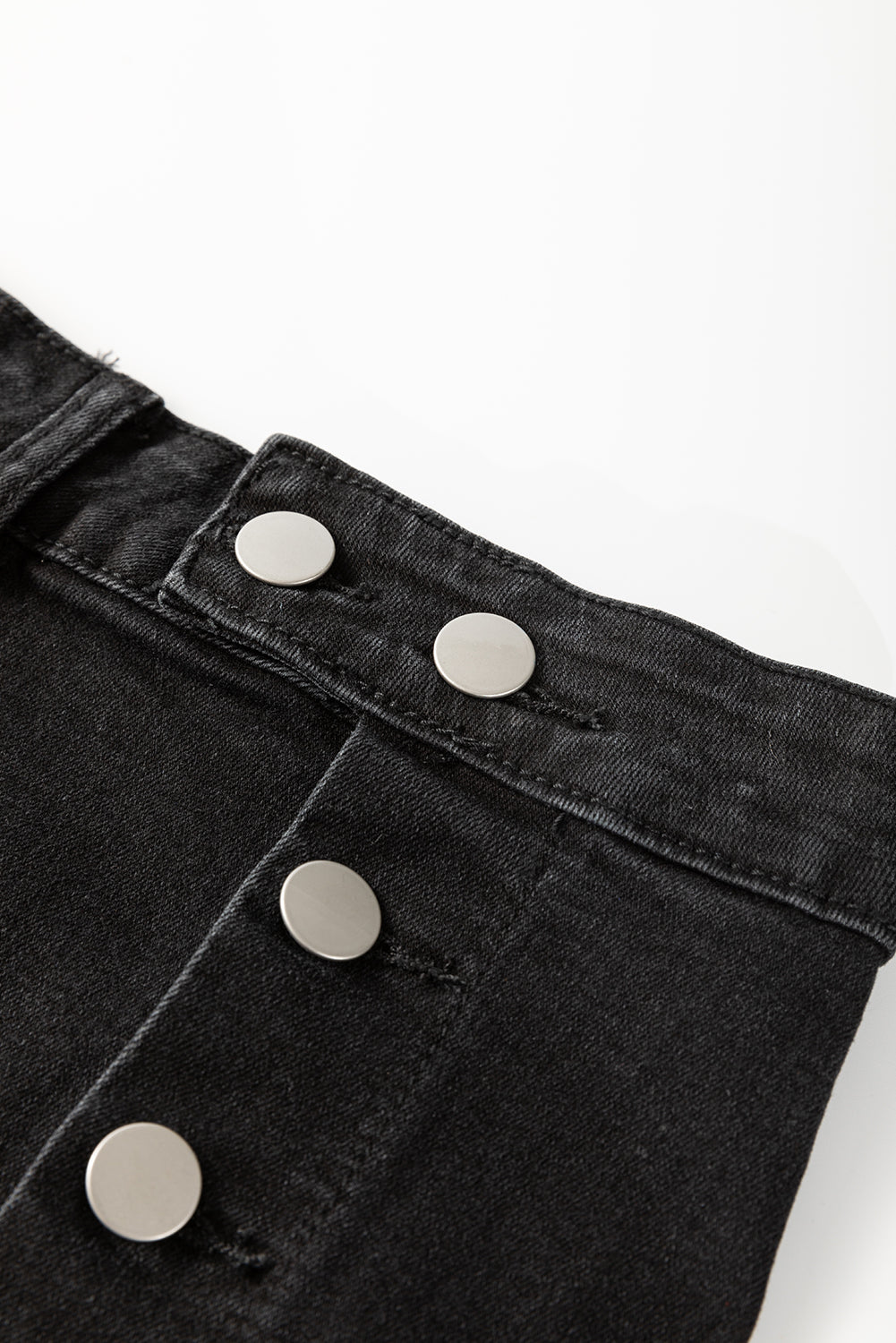 Black Button Fly Side Split High Waist Denim Midi Skirt Skirts & Petticoat JT's Designer Fashion