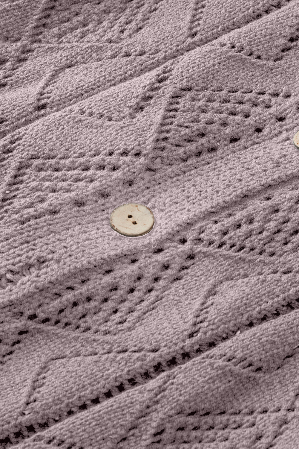 Purple Hollow-out Openwork Knit Cardigan Cardigans JT's Designer Fashion