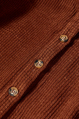 Coffee Textured Corduroy Puff Sleeve Shacket Jackets JT's Designer Fashion