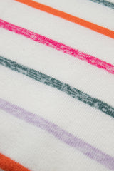 White Colorful Striped Ribbed Trim Sweater Sweaters JT's Designer Fashion