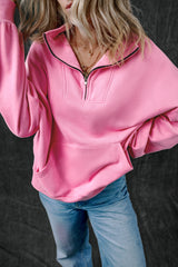 Bonbon Zip-up Stand Neck Kangaroo Pocket Sweatshirt Sweatshirts & Hoodies JT's Designer Fashion