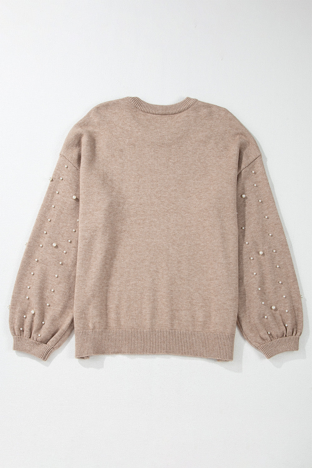 Smoke Gray Pearled Drop Shoulder Plus Size Sweater Plus Size Sweaters & Cardigans JT's Designer Fashion