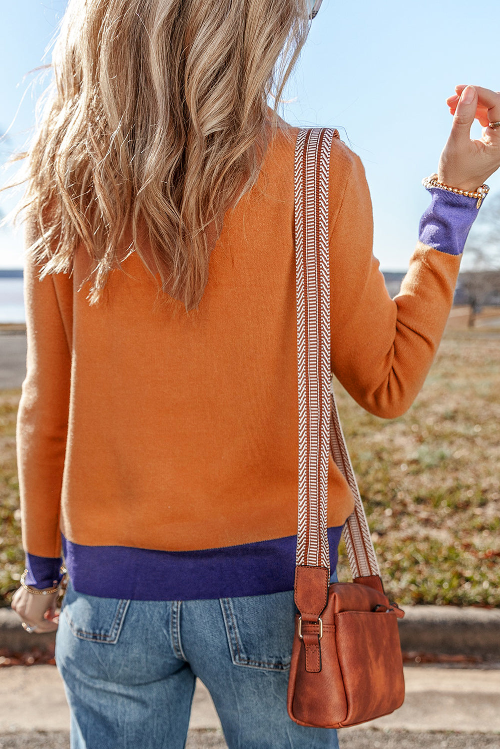 Straw Yellow Color Contrast Edge Mock Neck Slim Fit Sweater Sweaters JT's Designer Fashion