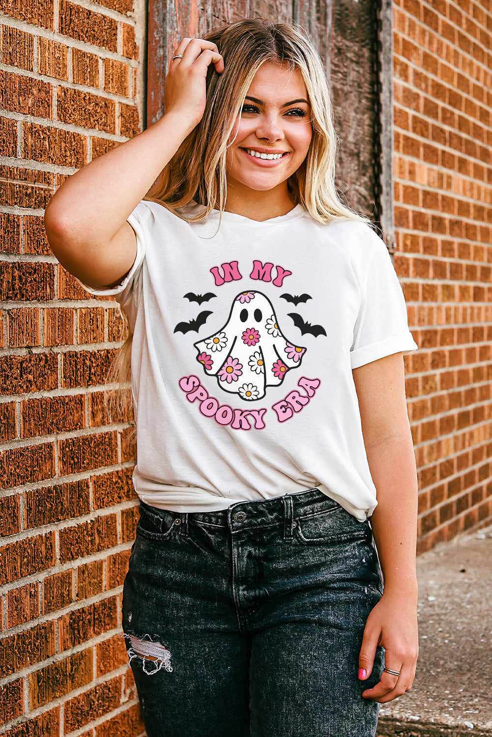 White IN MY SPOOKY ERA Halloween Ghost Graphic Tee Graphic Tees JT's Designer Fashion