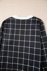 Black Plaid Colorblock Edge Open Cardigan with Pocket Cardigans JT's Designer Fashion
