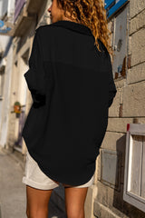 Black Pure Color Patch Pocket Shirt Blouses & Shirts JT's Designer Fashion