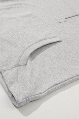 Light Grey Solid Kangaroo Pocket Half Zipper Oversized Hoodie Sweatshirts & Hoodies JT's Designer Fashion