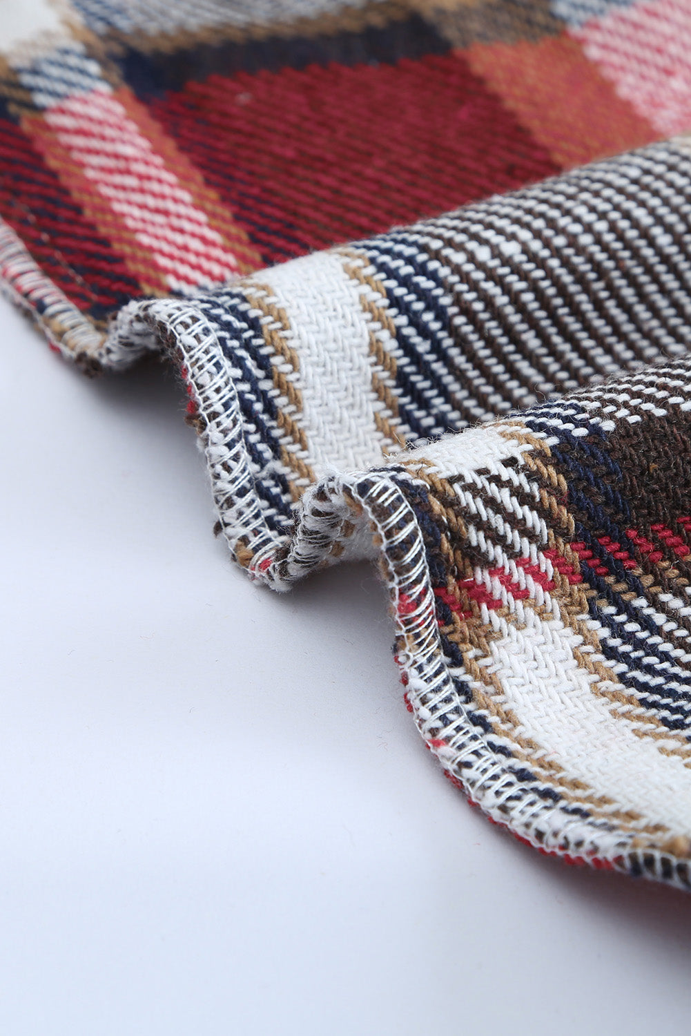 Fiery Red Geometric Plaid Print Pocketed Shacket Plaid Shackets JT's Designer Fashion
