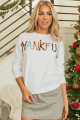 White Thankful Ivory Embroidered Sweater Sweaters JT's Designer Fashion