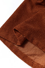 Coffee Textured Corduroy Puff Sleeve Shacket Jackets JT's Designer Fashion