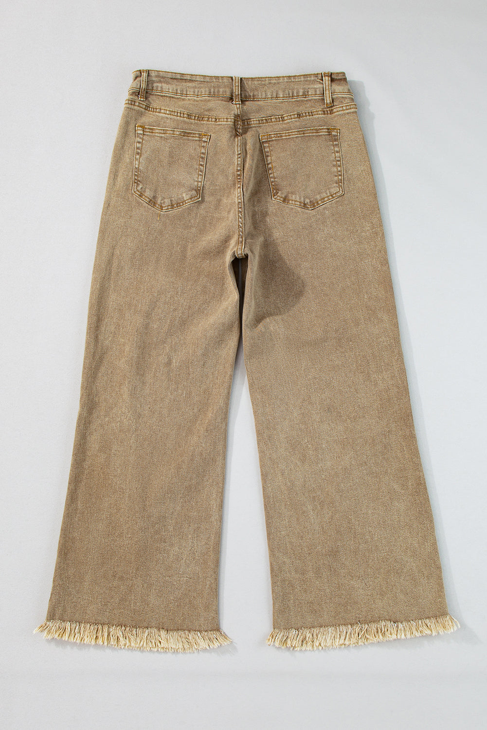 Light French Beige Acid Washed High Rise Cropped Wide Leg Jeans Jeans JT's Designer Fashion