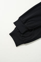 Black Zipper Flutter Sleeve Drawstring High Waist Jumpsuit Jumpsuits & Rompers JT's Designer Fashion