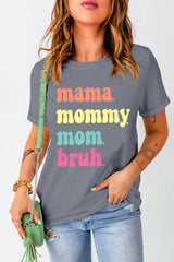Gray mama mommy mom bruh Crew Neck Graphic Tee Graphic Tees JT's Designer Fashion
