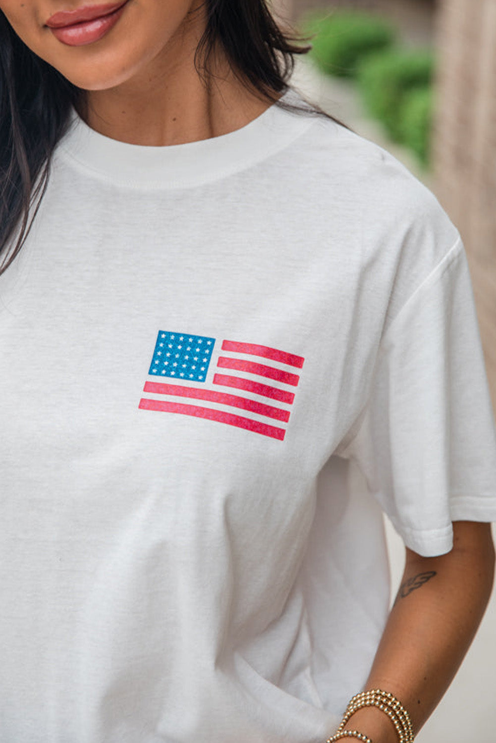 White Back American Flag LIVE FREE Graphic T Shirt Graphic Tees JT's Designer Fashion