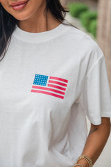 White Back American Flag LIVE FREE Graphic T Shirt Graphic Tees JT's Designer Fashion