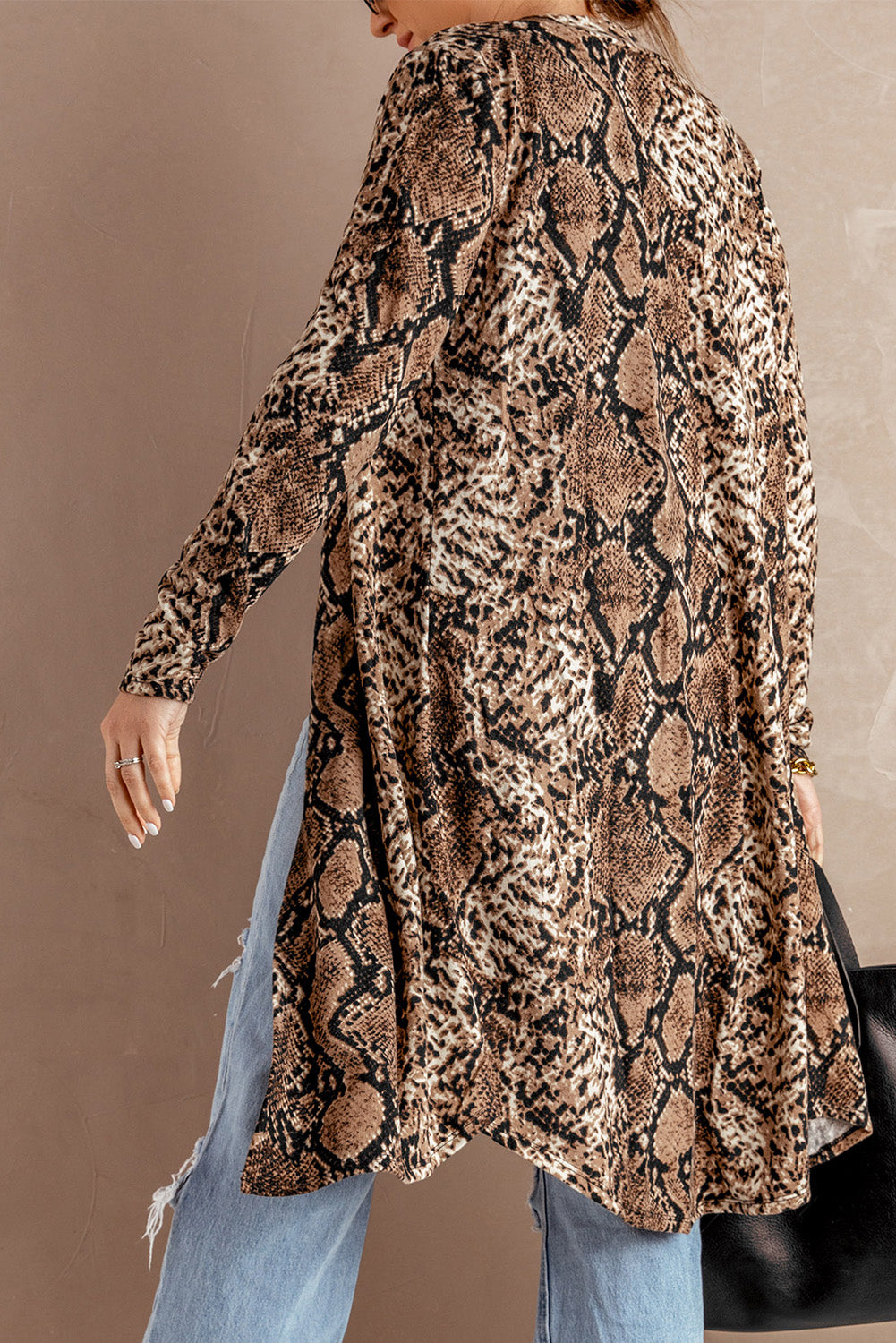 Snake Print Long Cardigan Sweaters & Cardigans JT's Designer Fashion