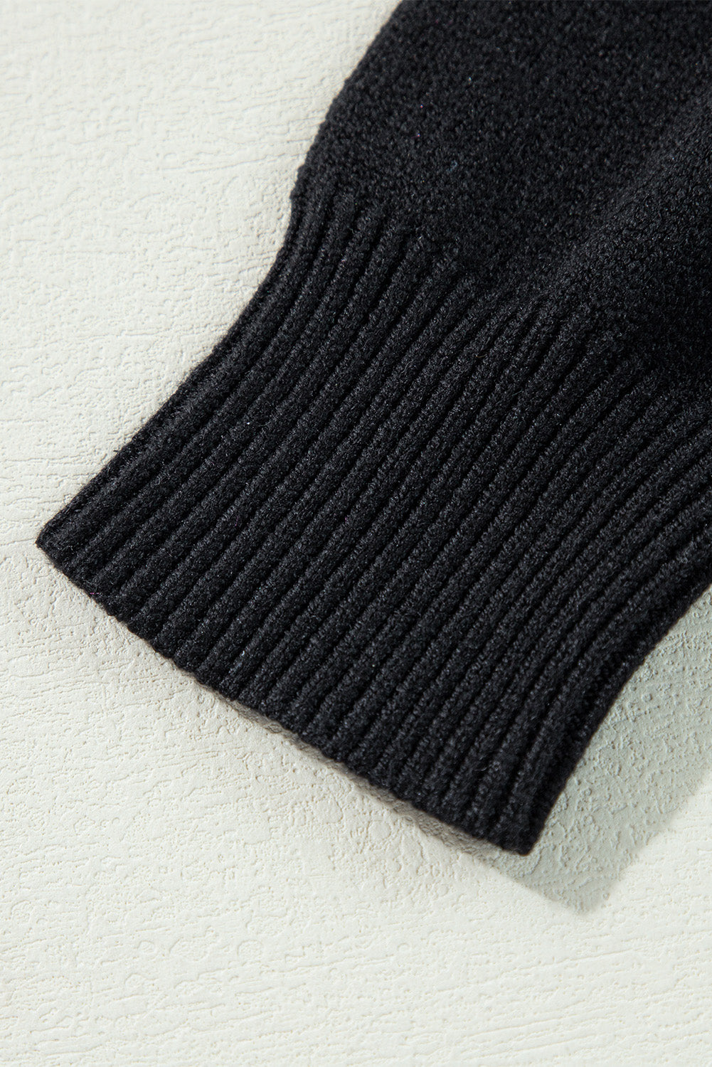 Black Boo Knitted Pattern Ribbed Edge Drop Shoulder Sweater Sweaters JT's Designer Fashion