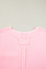 Light Pink Waffle Knit Oversize Tee and Shorts Set Short Sets JT's Designer Fashion