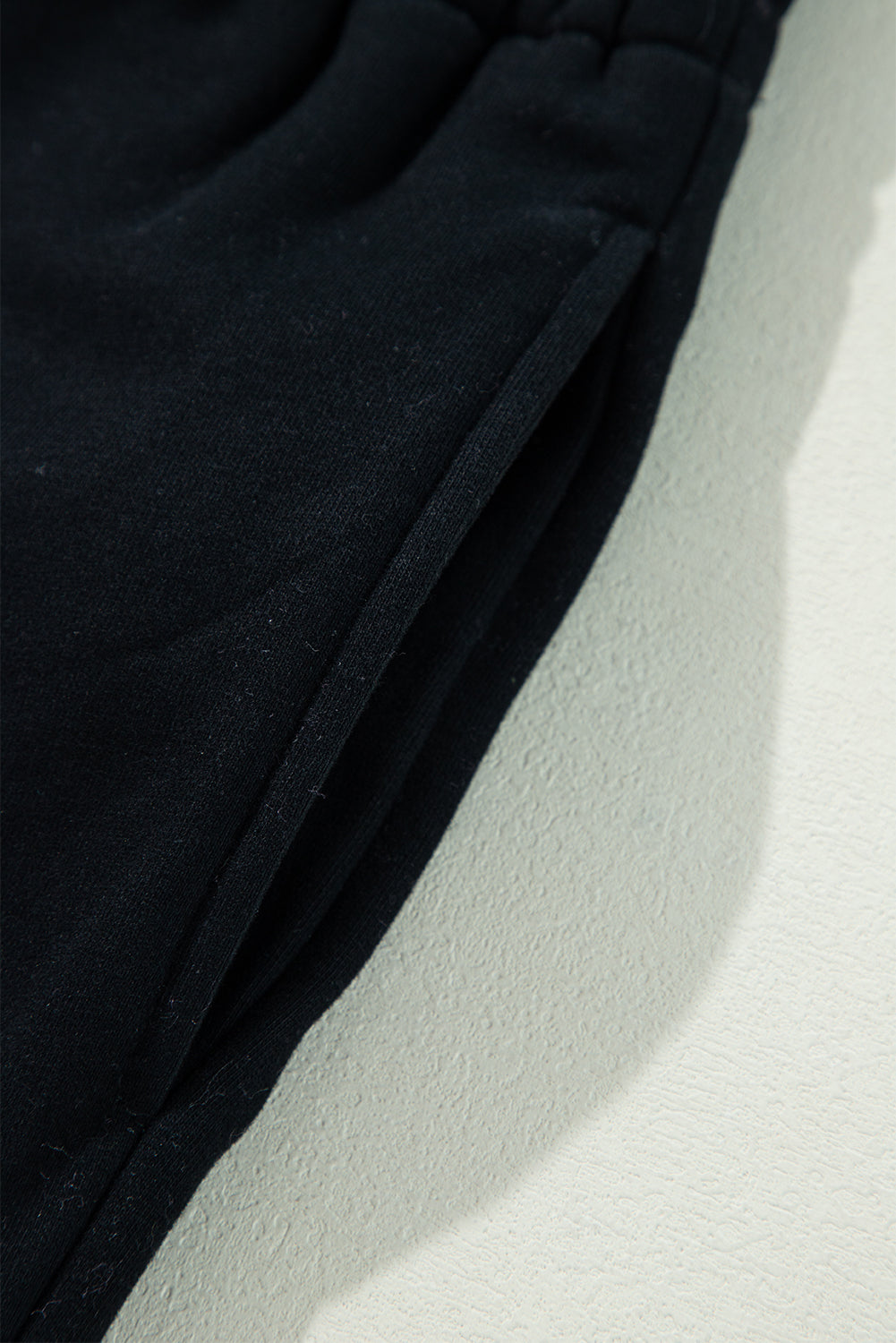 Black Solid Color Fleece Lined Drawstring Waist Casual Pants Pants & Culotte JT's Designer Fashion