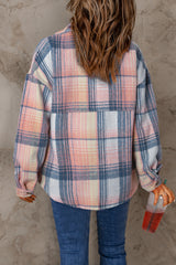 Pink Black/Pink Plaid Flap Pockets Shacket Plaid Shackets JT's Designer Fashion