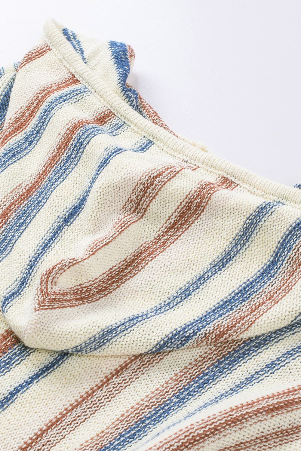 Multicolor Striped Knit Kangaroo Pocket Hooded Sweater Sweaters & Cardigans JT's Designer Fashion