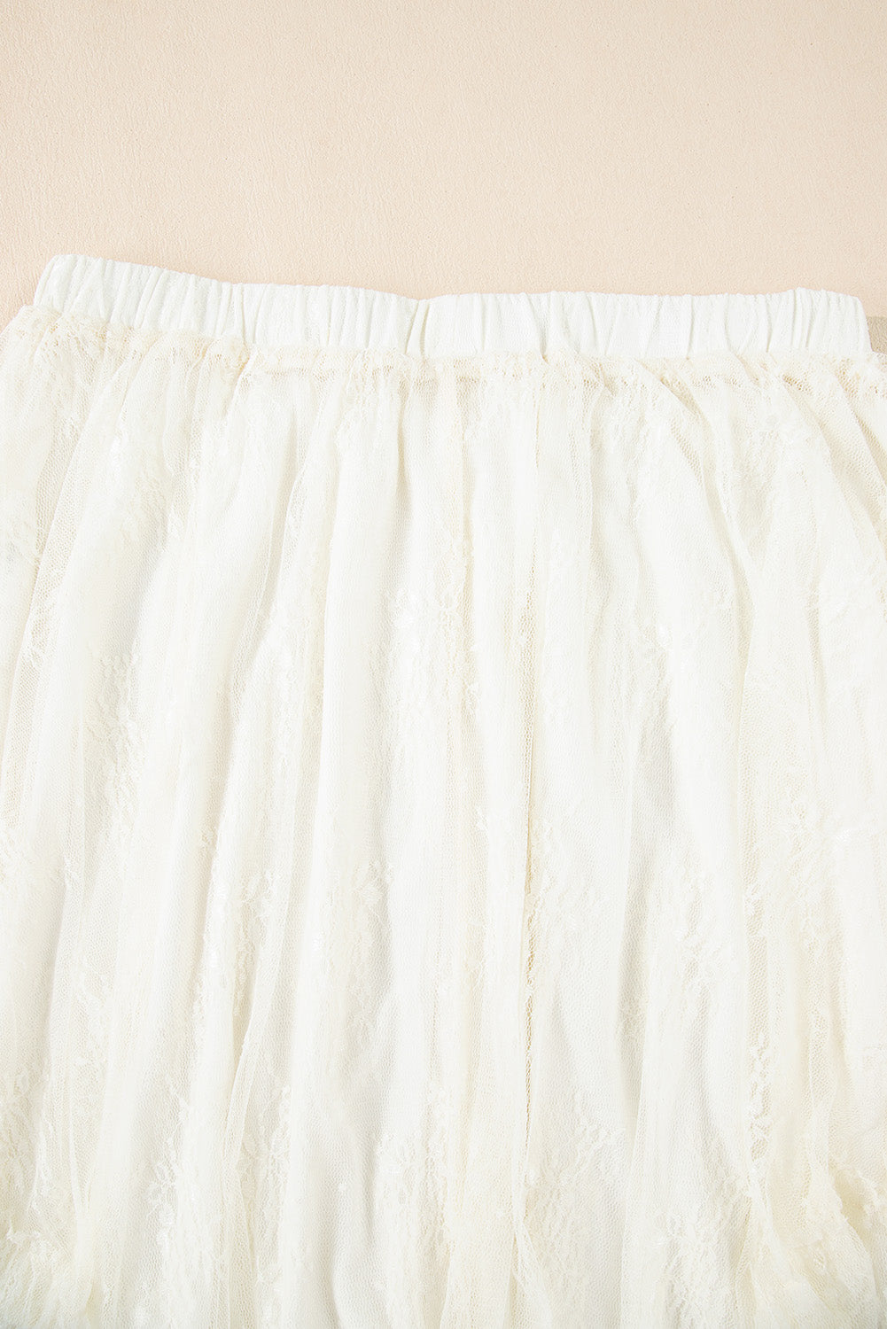 Beige Lace Cascading Tiered High Waist Maxi Skirt Skirts & Petticoat JT's Designer Fashion