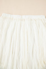 Beige Lace Cascading Tiered High Waist Maxi Skirt Skirts & Petticoat JT's Designer Fashion