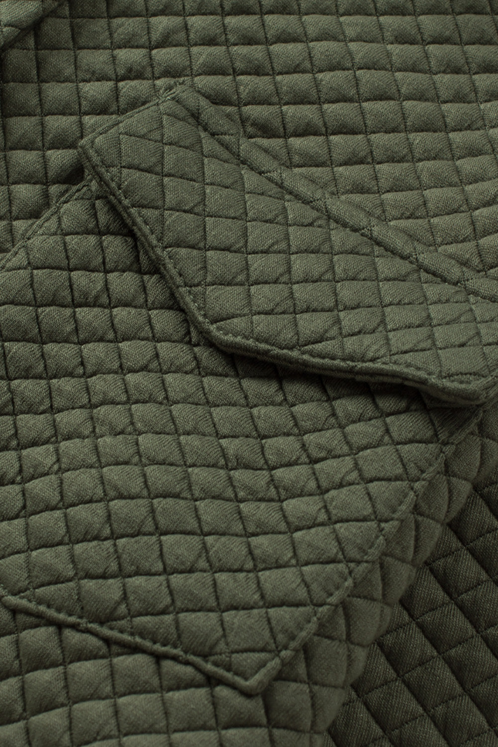 Green Retro Quilted Flap Pocket Button Shacket Jackets JT's Designer Fashion