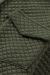 Green Retro Quilted Flap Pocket Button Shacket Jackets JT's Designer Fashion