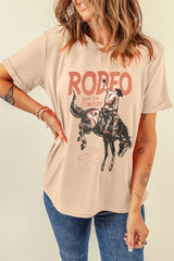 Khaki RODEO Cowboy Graphic Crewneck T Shirt Graphic Tees JT's Designer Fashion