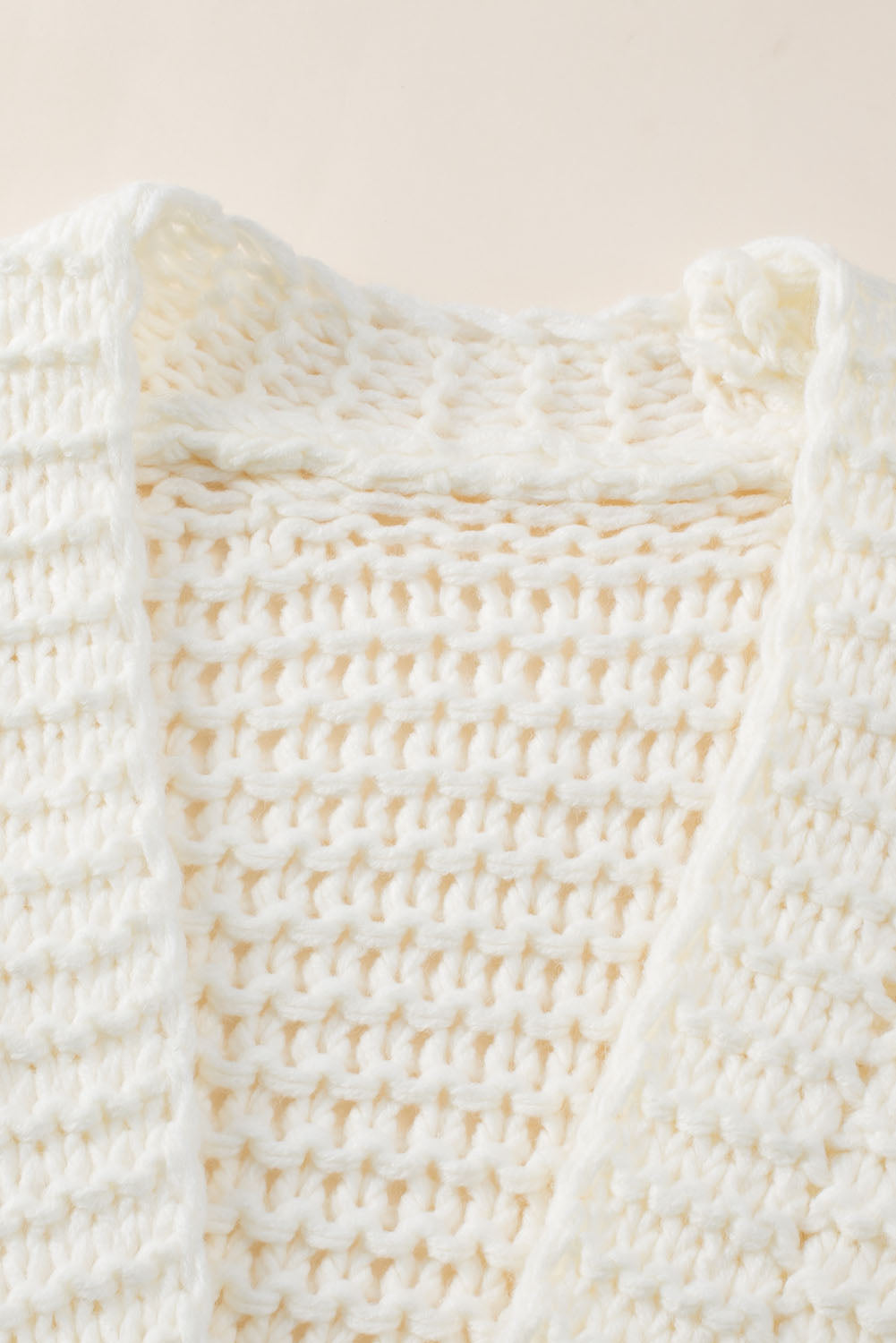 White Chunky Oversize Knit Drop Shoulder Puff Sleeve Cardigan Cardigans JT's Designer Fashion