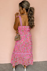 Rose Floral Lace Tied Strap Empire Waist Maxi Dress Floral Dresses JT's Designer Fashion
