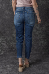 Blue Distressed Button Fly High Waist Skinny Jeans Jeans JT's Designer Fashion