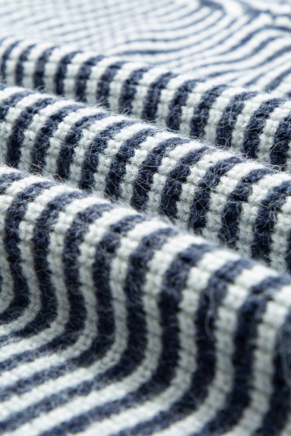Sail Blue Striped Lantern Sleeve Drop Shoulder Cozy Sweater Sweaters JT's Designer Fashion
