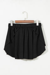 Black Drawstring High Waist Lined Tennis Skorts Skirts & Petticoat JT's Designer Fashion