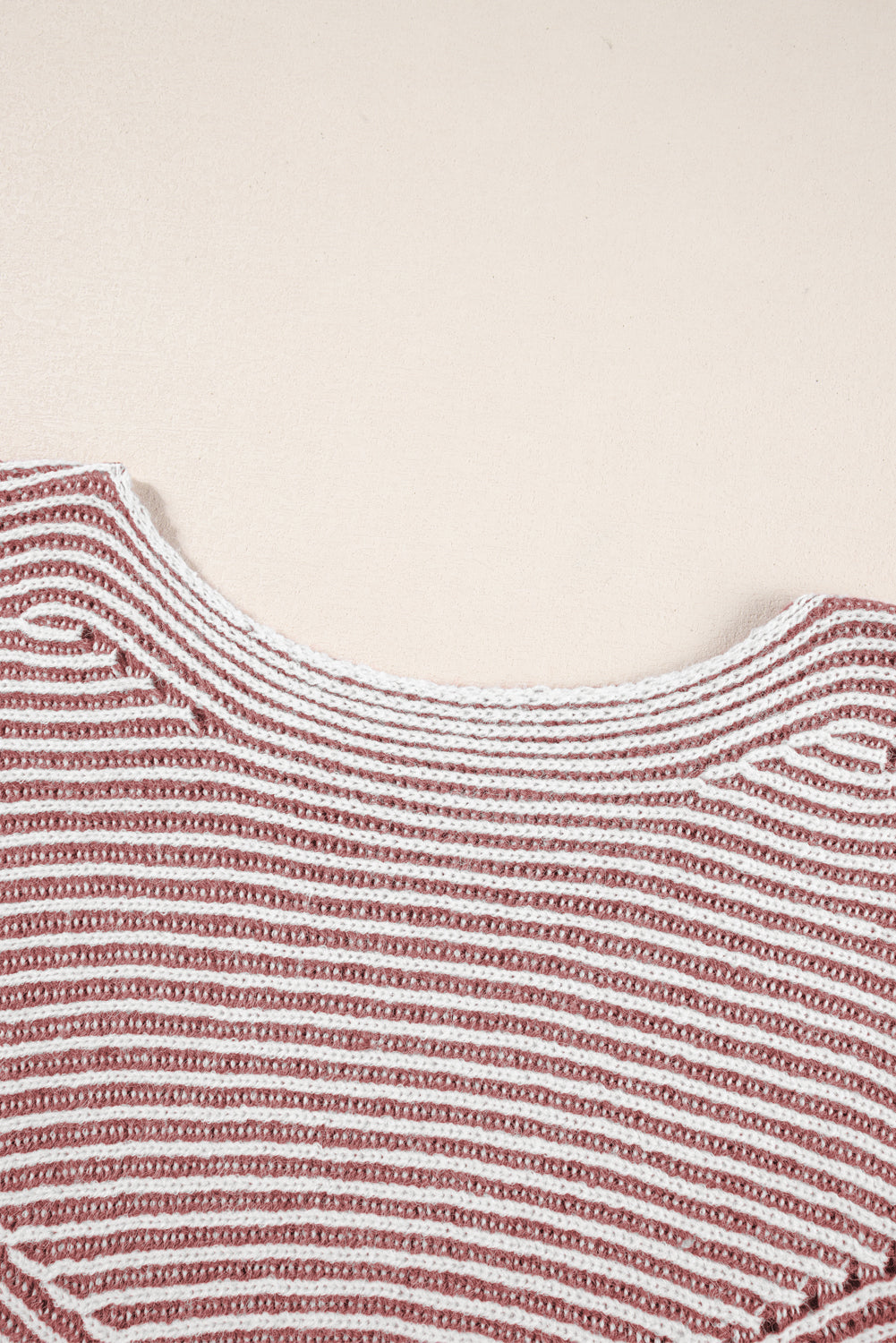 Red Dahlia Striped Print Ribbed Knit Boat Neck Baggy Sweater Sweaters JT's Designer Fashion