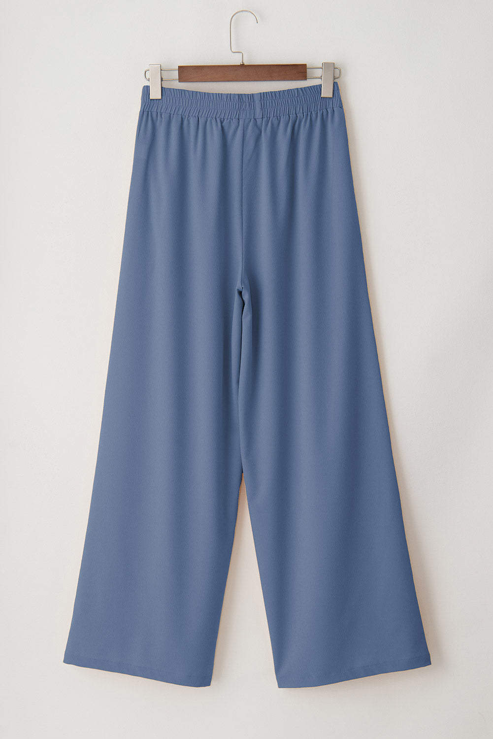 Sail Blue High Waisted Tie Front Side Pocket Wide Leg Flowy Casual Pants Pants & Culotte JT's Designer Fashion