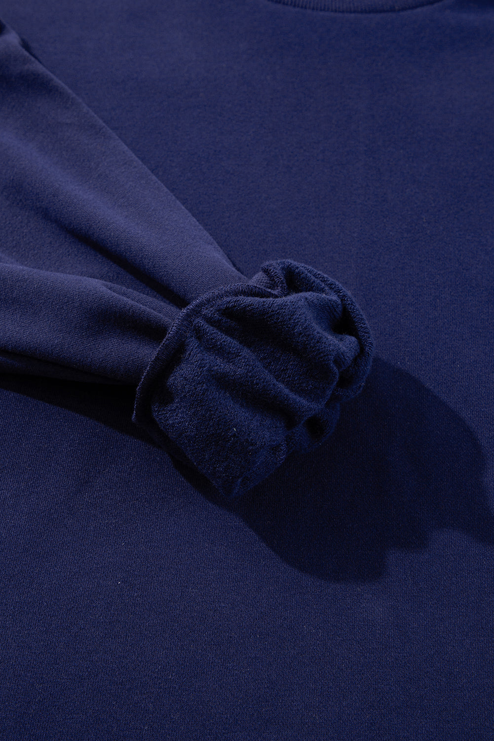 Navy Blue Solid Fleece Lined Drop Shoulder High Low Sweatshirt Sweatshirts & Hoodies JT's Designer Fashion