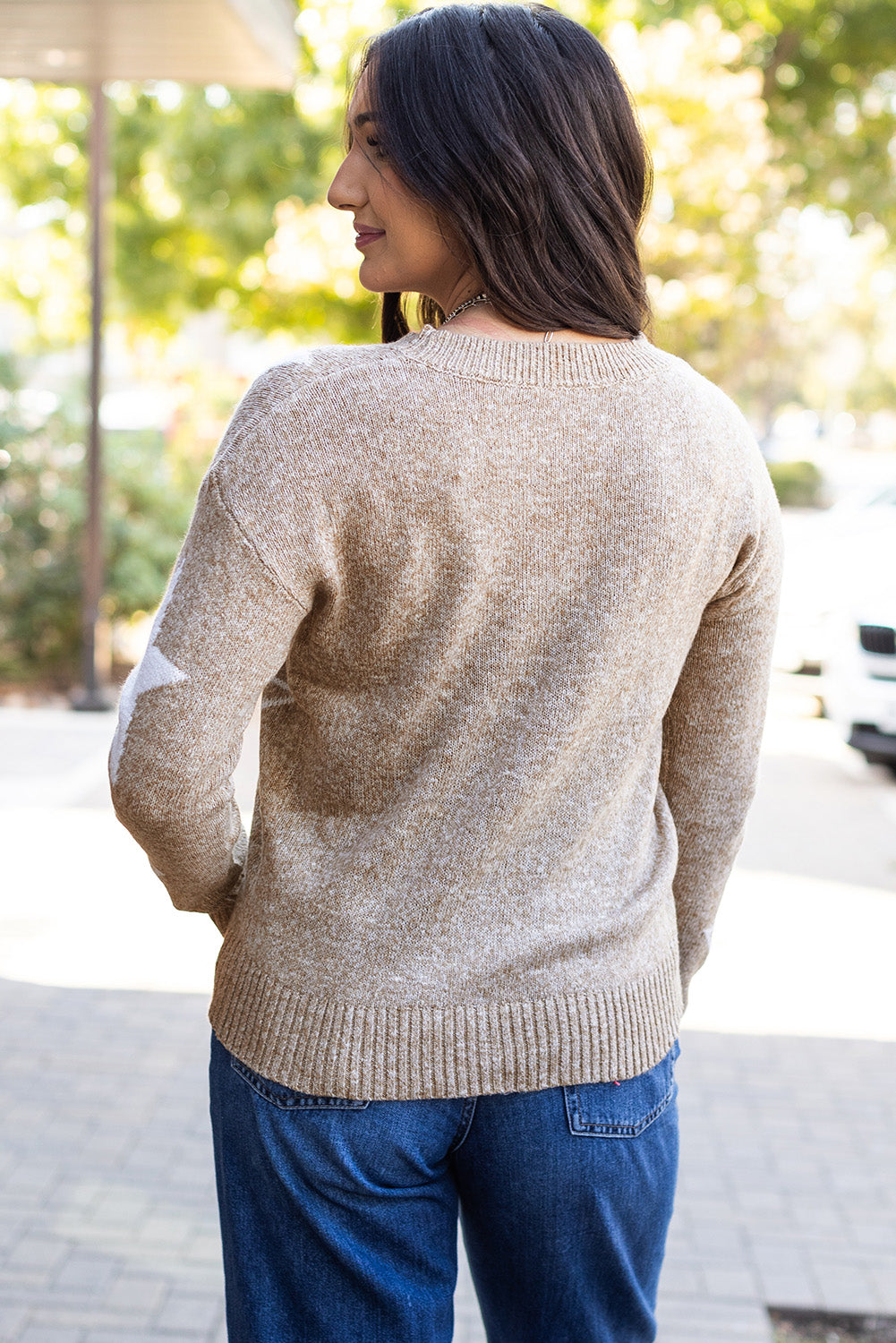 Khaki Star Pattern Drop Shoulder Sweater Sweaters JT's Designer Fashion