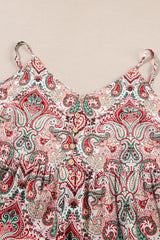 Multicolour Plus Size Paisley Print Sleeveless V Neck Jogger Jumpsuit Plus Size Bottoms JT's Designer Fashion