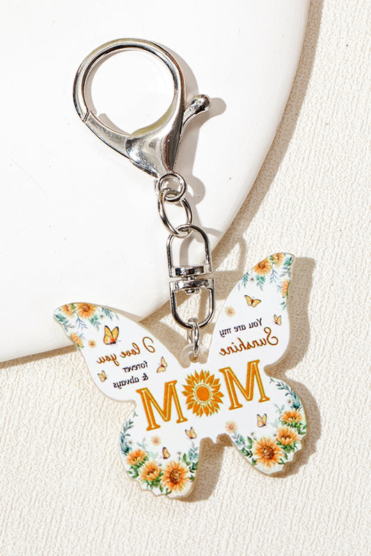 Yellow MOM Butterfly Shape Acrylic Keychain Other Accessories JT's Designer Fashion