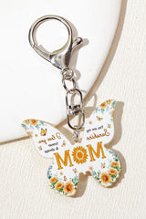 Yellow MOM Butterfly Shape Acrylic Keychain Other Accessories JT's Designer Fashion