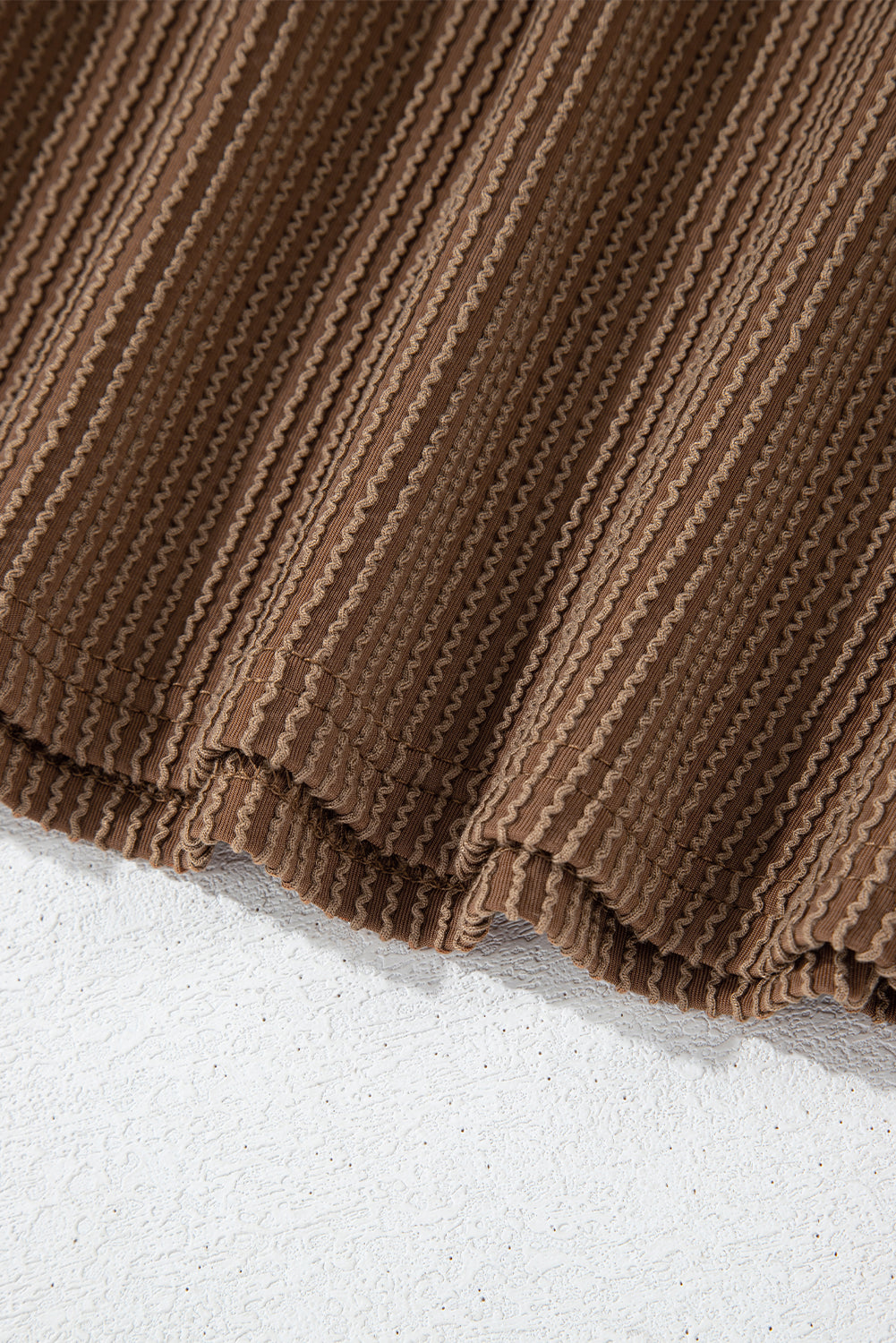 Chestnut Corded Knit Long Sleeve Top and High Waist Shorts Set Short Sets JT's Designer Fashion
