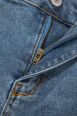 Dusk Blue 2 Button High Waist Piping Trim Bootcut Jeans Jeans JT's Designer Fashion