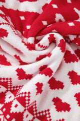 Fiery Red Merry Christmas Reindeer Heart Pattern High Neck Sweater Sweaters JT's Designer Fashion