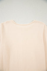 Beige Cable Texture Bohemian Ruffle Hem Patchwork Sweater Sweaters JT's Designer Fashion