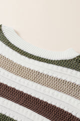 Stripe Crochet Hollow out Knit Sweater Sweaters & Cardigans JT's Designer Fashion