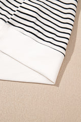Black Stripe V Neck Tee and Casual Short Set Short Sets JT's Designer Fashion