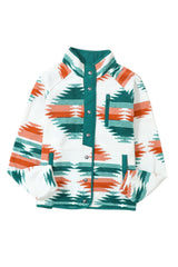 Multicolour Western Aztec Snap Buttoned Fleece Jacket Jackets JT's Designer Fashion