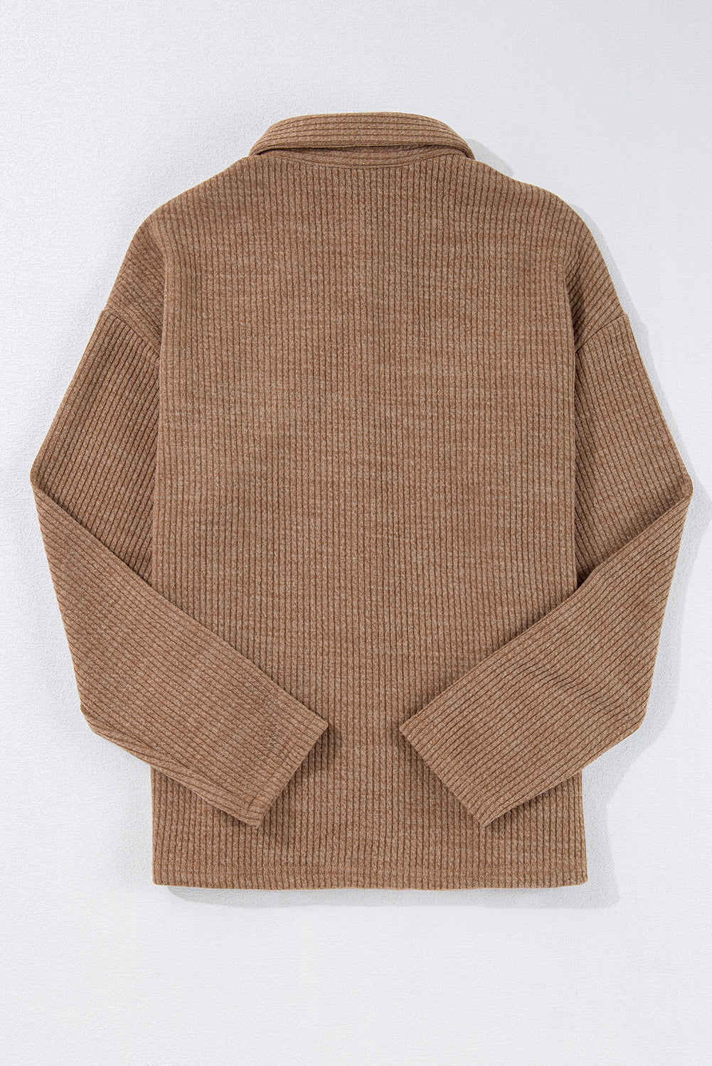 Dark Khaki Solid Color Corduroy Buttoned Long Sleeve Shacket Jackets JT's Designer Fashion